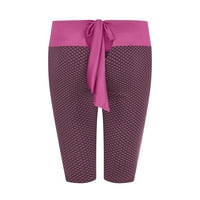 Joga kratke hlače, sportske kratke hlače za djevojčice visokog struka, jednobojne, zaglađujuće bore, vruće ružičaste;