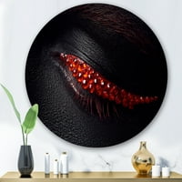 Dizajnerska umjetnost prekrasno žensko oko od crne kože s crvenim dijamantima Moderni kružni metalni zidni umjetnički disk od 36