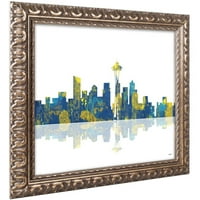 Zaštitni znak likovna umjetnost Seattle Washington Skyline Canvas Art by Marlene Watson Gold ukrašeni okvir