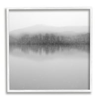 Stupell Mountain jezero stabla refleksija pejzažna fotografija bijela uokvirena umjetnička print zidna umjetnost