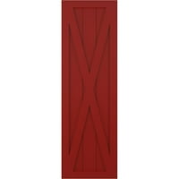 Ekena Millwork 18 W 49 H TRUE FIT PVC Single X-Board Farmhouse Fiksna nosača, vatra crvena