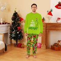 Božićne pidžame za smiješne dječake obiteljske pidžame Božićni zeleni uzorak čudovišnih pločica s božićnim šeširom uzorak Sretan
