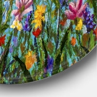 DesignArt 'Wildflowers and Daisies u ljetnom vrtnom polju I' Tradicionalna metalna zidna umjetnost kruga - disk od 36
