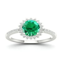 Ženski prsten od srebra u Ovalnom rezu od smaragda i bijelog safira u smaragdu