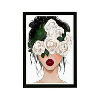 Modni i glamurozni studio _ uokvireni zidni umjetnički otisci bijele ruže, crvene usne portreti dekor kuće - bijela, crvena, 13 19