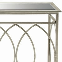 Konzolni stol 54 32 Srebrni metalni Geometrijski s zrcalnim staklenim vrhom, 1 komad