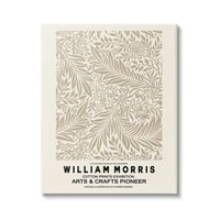 Stupell Industries detaljno bež botanički listovi William Morris Text Canvas Wall Art, 30, dizajn Ros Ruseva