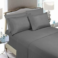 Elegantni udobni posteljina Poliester California King Platinum sivi čvrsti lim set