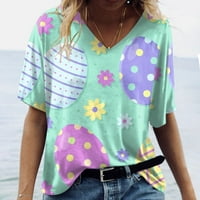 Ženske ljetne majice, Ležerne modne majice kratkih rukava U obliku slova u, prevelike košulje s uskrsnim printom, slatke majice s