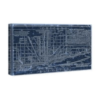 Karte avenije i zastave Runway Avenue Wall Art Canvas Otisci 'Chicago Railroad Map Map' Us gradove Karte - plava, bijela