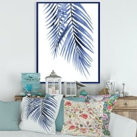 DesignArt 'Sažetak plavog palminog lišća Tropske grane' tradicionalno uokvireno platno zidne umjetničke otiske
