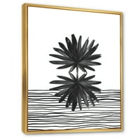 DesignArt 'Crno -bijela prugana pod Tropskom lišću II' Moderno uokvireno platno zidno umjetnički tisak