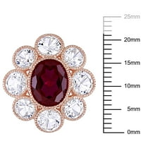Miabella Women's 8-carat stvoren Ruby stvoren bijeli safir 10kt cvjetni prsten od ružičastih zlata