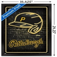 Pittsburgh Pirates-plakat na zidu u neonskoj kacigi, uokviren 14.725 22.375