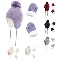 Park set Dječji zimski šešir s naušnicama u ušima u obliku omota za dječake i djevojčice, pleteni šešir, debele rukavice, rukavice,