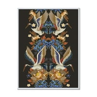 DesignArt 'chinoiserie s peoniesima i pticama ix' tradicionalno uokvireno platno zidno umjetnički tisak