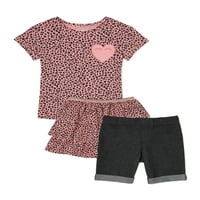 Djeca iz Ganimals Girls Graphic Tee, Bermudske kratke hlače i suknja, 3-komadića set, veličine 4-10
