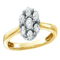 10K Bijeli prirodni dijamantni prsten s cvjetnim grozdovima od žutog zlata