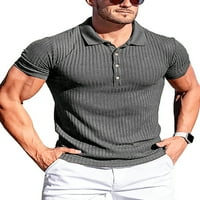 Muška polo majica kratkih rukava s kratkim rukavima, ležerna opremljena majica, jednobojna polo majica s okomitim prugama, elastična