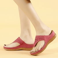 Ženske sandale s ravnim potplatom, sandale za žene, udobne gumene Japanke, lagane ravne sandale, crvene 7,5