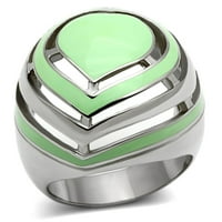 Prsten od poliranog nehrđajućeg čelika s epoksidnom smolom smaragdne boje