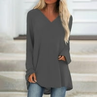 Ženski puloveri, Puloveri, Puloveri, ženska modna ležerna majica, jednobojni gornji dio srednje duljine s izrezom u obliku slova
