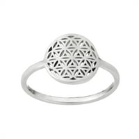 Prstenovi od srebra 81. generacije s tankom trakom sjeme života za žene - ženski prstenovi-prsten obećanja s izrezanom svetom geometrijom