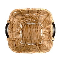 Prirodna smeđa košarica za pohranu morske trave s drvenim ručkama