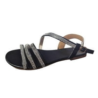 Ljetne ženske ravne sandale na plaži Plus size crne veličine 6