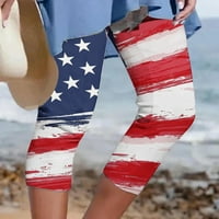 4. srpnja ženske kapri hlače s visokim strukom s američkom zastavom