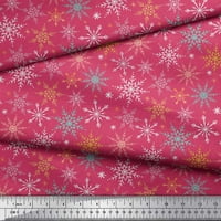 Ružičasta pamučna tkanina patka, pahuljice snijega, tkanina s cvjetnim printom širine dvorišta
