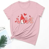 Majice s okruglim vratom za Valentinovo, ležerni puloveri kratkih rukava, majice s grafičkim printom slatki ljubavni patuljak u obliku