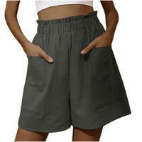 Plus size hlače za žene sportske kratke hlače udobne traperice s džepovima visokog struka sive 10