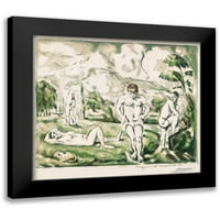 Cezanne, Paul Black uokvirena suvremena muzejska umjetnička gravura pod nazivom kupači [veća verzija]