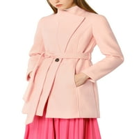 Jedinstveni prijedlozi Ženski kaput s uspravnim ovratnikom, remenom i kosim džepovima sprijeda, kaput s dugim rukavima