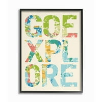 Stupell Industries Go Explore Map Text Country Adventure Dizajn Word Framed Wall Art Design by Daphne Polselli, 24 30