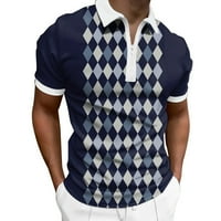 Muške košulje Muška proljetno-ljetna modna majica s patentnim zatvaračem s kratkim rukavima s printom, top plava