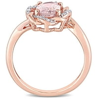 Ženski prsten od 1 karatnog Morganita s 10 karatnim dijamantom od ružičastog zlata s upletenom aureolom
