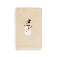 Bež turski pamučni ručnik za ruke s božićnim vezom snjegovića