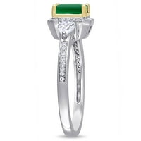 Donje prsten Miabella s smaragdu osmerokutna rez T. G. W., bijelim сапфиром kruška rez i dragulj okrugli rez T. W. u karatima 14-karatno