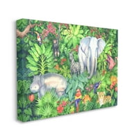 Stupell Industries Detaljno safari životinjskih galerija za slikanje džungle zamotana platno tiskana zidna umjetnost, dizajn Paul