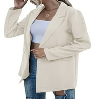 Demi-sezonski ženski jednobojni uredski sako dugih rukava s otvorenim prednjim dijelom ležerna radna jakna kaput