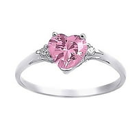 Patsie: ružičasti turmalin u obliku srca 0,81 karata, ledeni prsten s obećanjem prijateljstva, 9,0