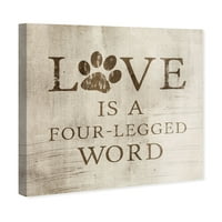Wynwood Studio tipografija i citati zidne umjetničke platnene otiske 'Ljubav je četveronožna riječ' Ljubavni citati i izreke - smeđa,