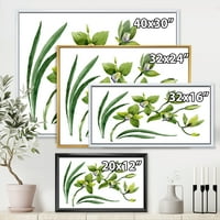 Dizajnerska umjetnost zeleno cvijeće orhideje na bijelom tradicionalni uokvireni zidni otisak na platnu