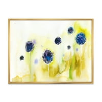 Dizajnerska umjetnost apstraktno plavo cvijeće na livadi tradicionalni uokvireni zidni otisak na platnu