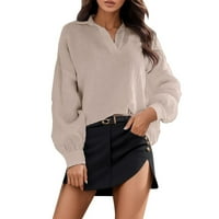 Ženske majice plus veličine Ležerne košulje dugih rukava sa slatkim reverima elegantne Ležerne obične košulje lagani puloveri širokog