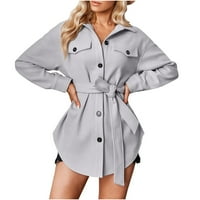 Ženski zimski kaputi, ženska obična ležerna kardigan jakna s labavim rukavima i reverima, kaputi s remenom, ženska gornja odjeća,