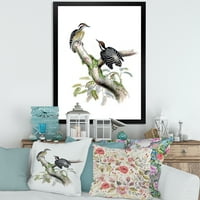 DesignArt 'Drevne ptice u divljim viii' tradicionalnim uokvirenim umjetničkim tiskom