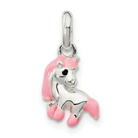 Primalno srebrno srebrno ružičasto privjesak za konj za dječje emajl s lanac kabela Forzantina